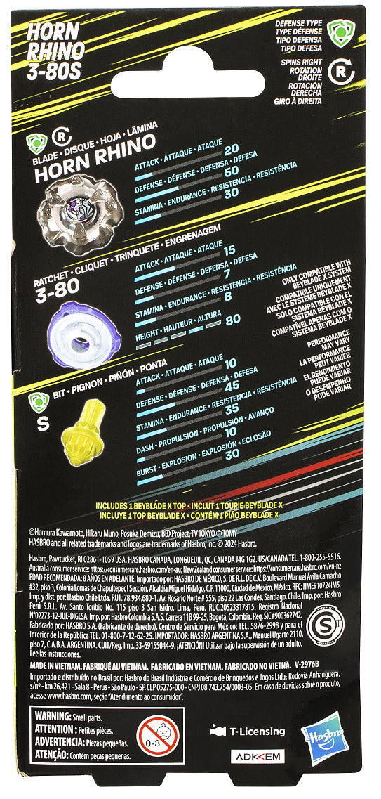 BEYBLADE X BOOSTER SINGLE TOP - HORN RHINO 3-80S Hot on Sale